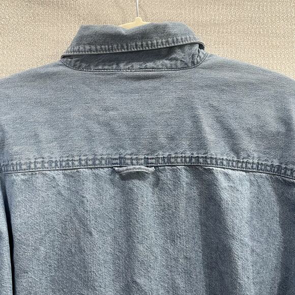 Planet Mars M&M Size S Shirt Button Up Long Sleeve Blue Pointe Chambray Denim - Picture 11 of 12